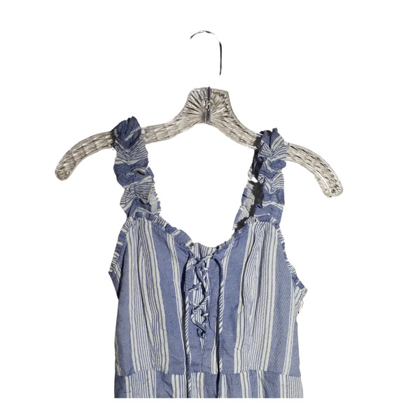 Japna Womens Sleeveless Dress Striped Lined Midi Ruffle Pullover Blue Size XS - Picture 2 of 6